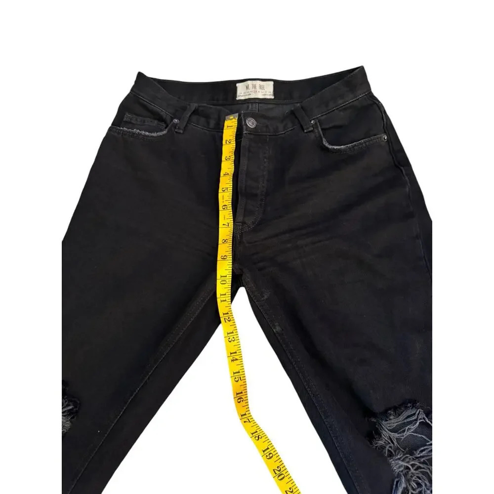 We The Free Maggie Jeans Womens 28 Black Distressed Straight Leg Denim Grunge - Picture 7 of 7